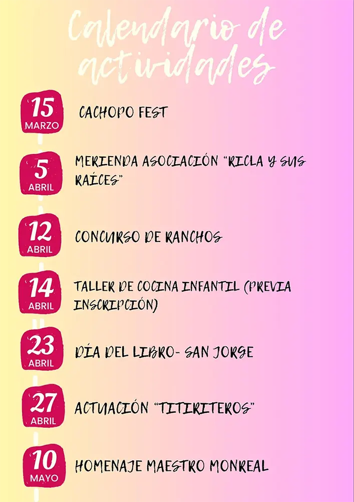 calendario actividades ricla